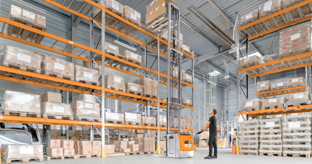 Xe nâng tay cao, chạy điện, xếp pallet